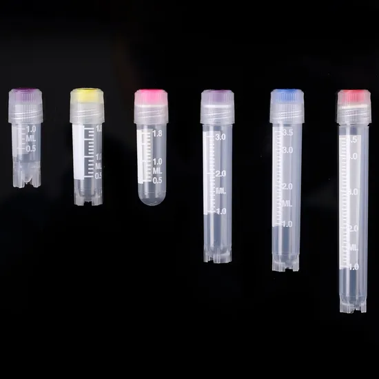 4ml クライオバイアル、シリコンワッシャーシール付き雌ねじ、実験器具